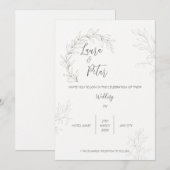 Uitnodiging voor witte en zwarte bruiloft (Voorkant / Achterkant)