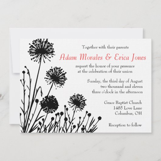 Uitnodiging voor witte en zwarte bruiloft (Voorkant)