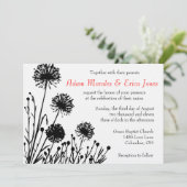 Uitnodiging voor witte en zwarte bruiloft (Staand voorkant)