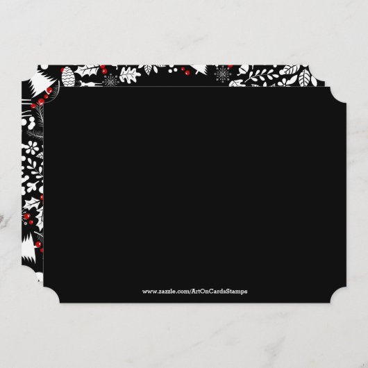 Uitnodiging voor witte en zwarte kerstfeestdagen (Voorkant / Achterkant)