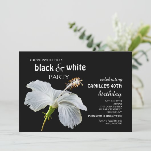 Uitnodiging voor witte hibiscus (Staand voorkant)