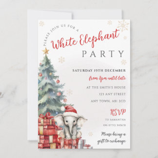 Uitnodiging voor witte olifant kerstcadeau uitwiss