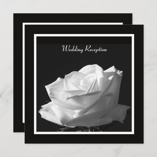 Uitnodiging voor witte rozen bruiloftsreceptie (Voorkant / Achterkant)