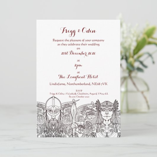 Uitnodiging voor Woden & Fríge's Trouwdag (Staand voorkant)