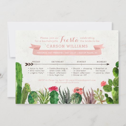 Uitnodiging voor woestijn vrijgezellenweekend sche (Voorkant)