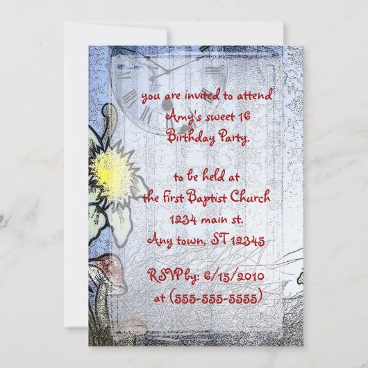 Uitnodiging voor Wonderland Fantasy Birthday (Achterkant)