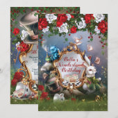 Uitnodiging voor Wonderland Party (Voorkant / Achterkant)