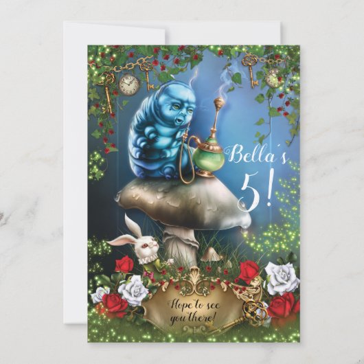 Uitnodiging voor Wonderland Party (Achterkant)