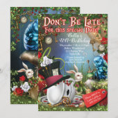 Uitnodiging voor Wonderland Party (Voorkant / Achterkant)