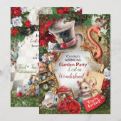 Uitnodiging voor Wonderland Party (Voorkant / Achterkant)