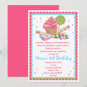 Uitnodiging voor Wonderland Sweet Shop (Voorkant / Achterkant)