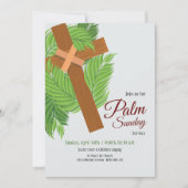 Uitnodiging voor Wooden Cross en Palms (Voorkant)