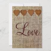 Uitnodiging voor Wooden Hearts Burlap (Achterkant)