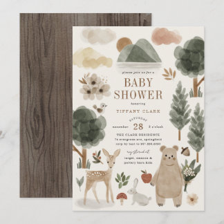 Uitnodiging voor Woodland Animals Baby Shower