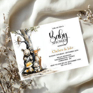 Uitnodiging voor Woodland Animals Baby Shower
