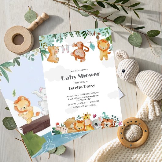 Uitnodiging voor Woodland Animals Baby Shower