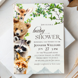 Uitnodiging voor Woodland Animals Greenery Baby Sh