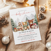 Uitnodiging voor Woodland Forest Animals Baby Show