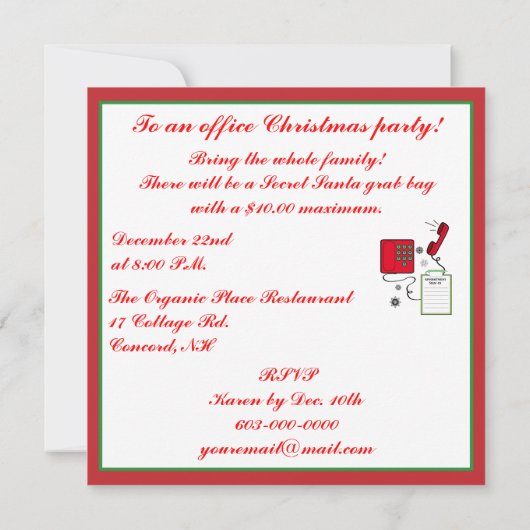 Uitnodiging voor X-mas-partijen: Medisch of tandhe (Achterkant)