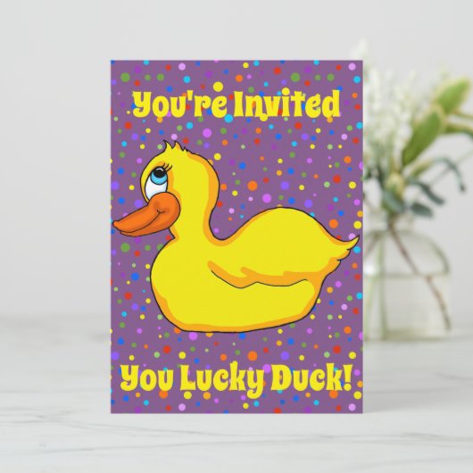 Uitnodiging voor Yellow Duck Party (Staand voorkant)
