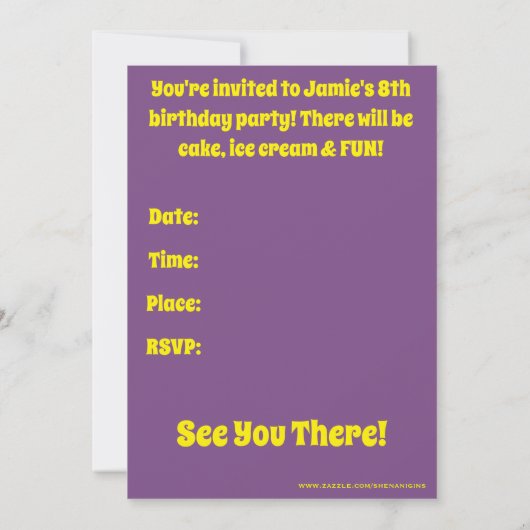 Uitnodiging voor Yellow Duck Party (Achterkant)