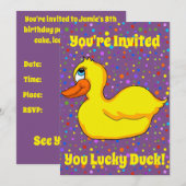 Uitnodiging voor Yellow Duck Party (Voorkant / Achterkant)