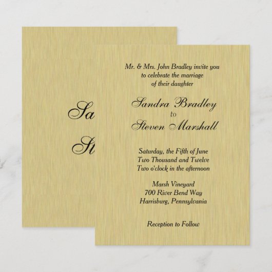 Uitnodiging voor zacht geborsteld goudhuwelijk (Voorkant / Achterkant)