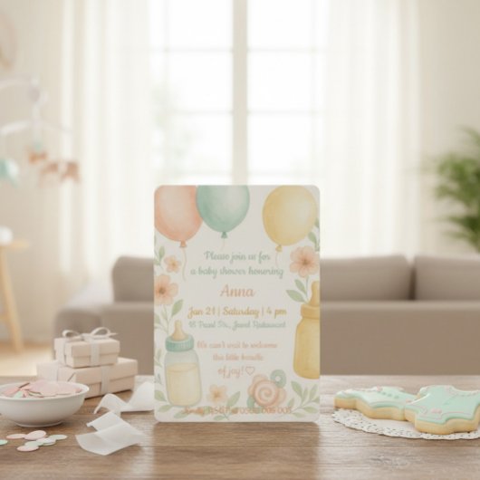 uitnodiging voor zacht Waterverf-Baby shower