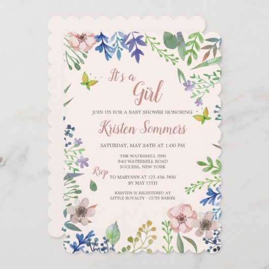 uitnodiging voor zachte bloemen (Voorkant / Achterkant)