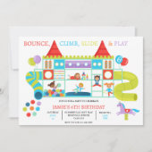 Uitnodiging voor zachte indoor speelhal verjaardag (Voorkant)