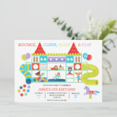 Uitnodiging voor zachte indoor speelhal verjaardag (Staand voorkant)