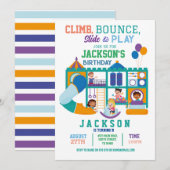 Uitnodiging voor Zachte Play Bounce Birthday Party (Voorkant / Achterkant)