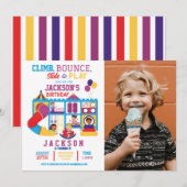 Uitnodiging voor Zachte Play Bounce Birthday Party (Voorkant / Achterkant)