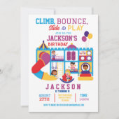 Uitnodiging voor Zachte Play Bounce Birthday Party (Voorkant)