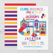 Uitnodiging voor Zachte Play Bounce Birthday Party (Voorkant / Achterkant)