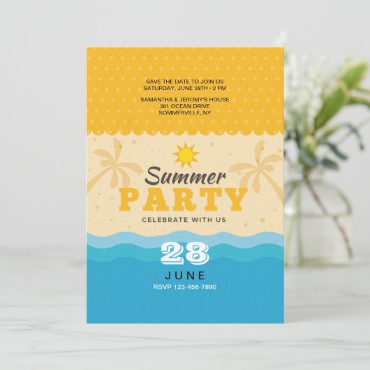 Uitnodiging voor zand en Surf (Staand voorkant)