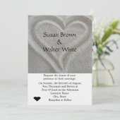 Uitnodiging voor zand-heart bruiloft (Staand voorkant)