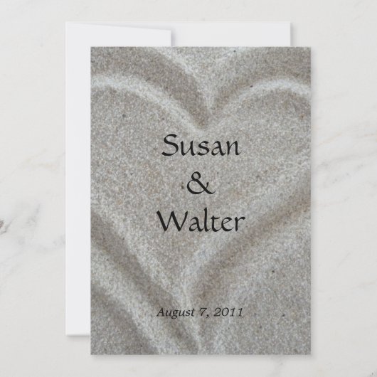 Uitnodiging voor zand-heart bruiloft (Achterkant)