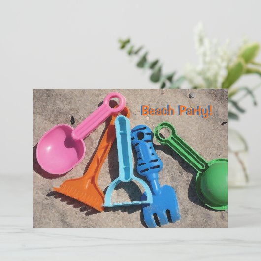 Uitnodiging voor zandspeelgoed (Staand voorkant)