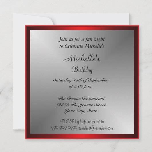 Uitnodiging voor zebra- en Rode-Birthday-partij (Achterkant)