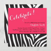 Uitnodiging voor Zebra Print Party (Voorkant / Achterkant)