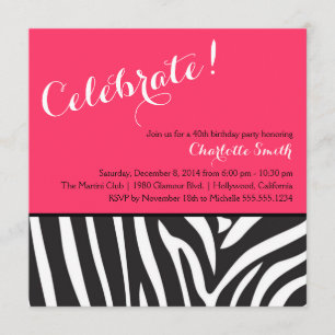 Uitnodiging voor Zebra Print Party