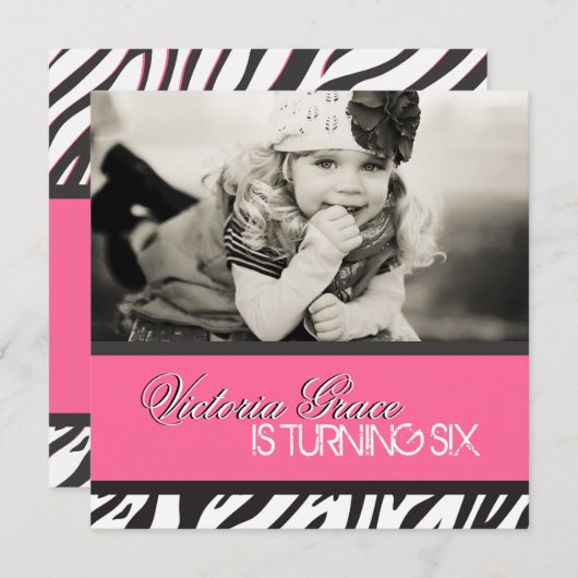 Uitnodiging voor Zebra Print Party (Voorkant / Achterkant)