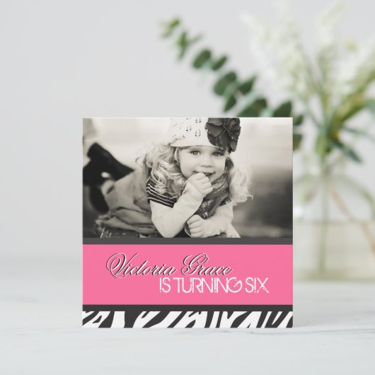 Uitnodiging voor Zebra Print Party (Staand voorkant)