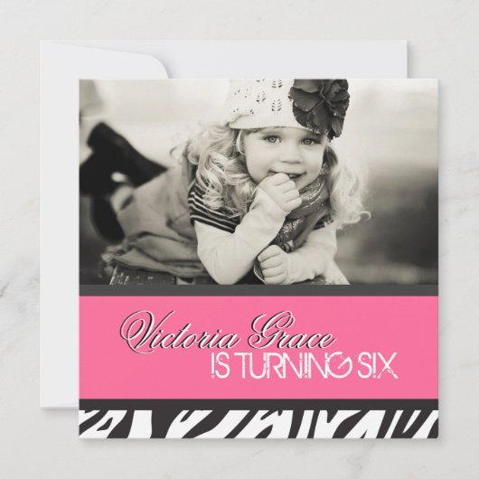 Uitnodiging voor Zebra Print Party (Voorkant)