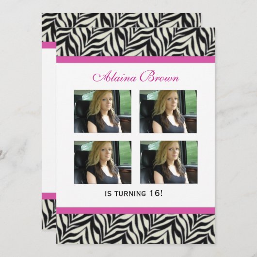 Uitnodiging voor Zebra Print Party (Voorkant / Achterkant)