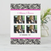 Uitnodiging voor Zebra Print Party (Staand voorkant)