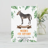 uitnodiging voor zebra-verjaardagsdouche (Staand voorkant)