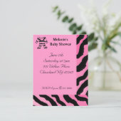 Uitnodiging voor zebraprint baby shower (Staand voorkant)