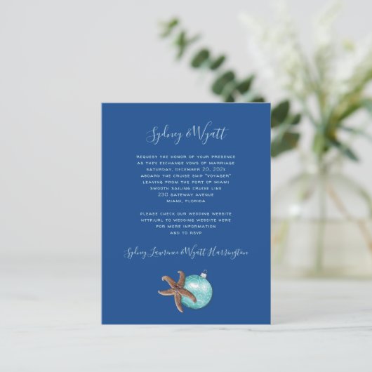 Uitnodiging voor zee Blue Kerstmis (Staand voorkant)